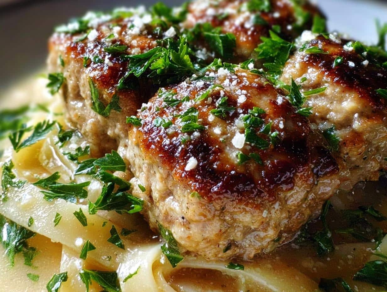 Garlic Butter Meatballs Linguine: 1 Pan Comfort - Garlic Butter Meatballs Linguine - plated dish