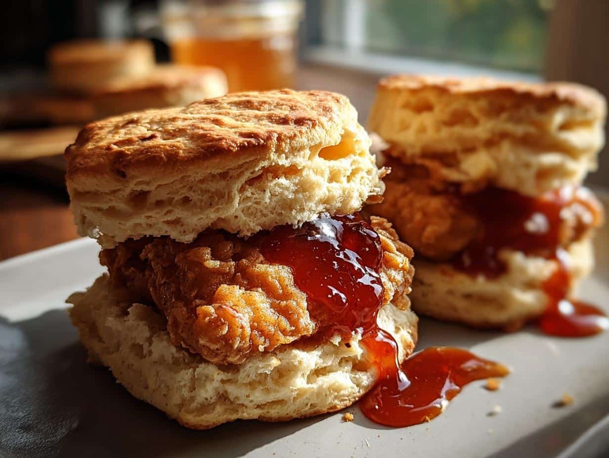Hot Honey Chicken Biscuits: 1 Flavor Bomb - Hot Honey Chicken Biscuits - main visual representation