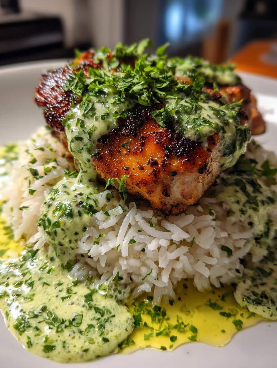 Peruvian Chicken and Rice with Green Sauce - detail 2
