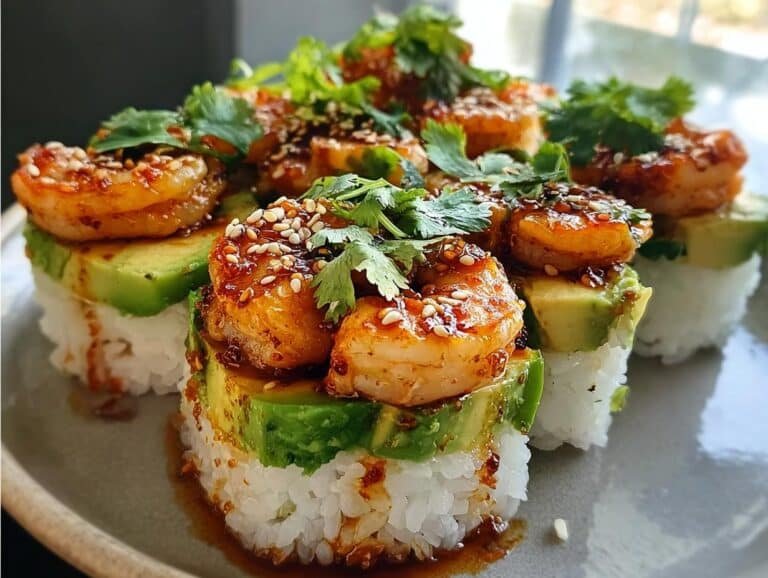 Spicy Shrimp Sushi Stacks