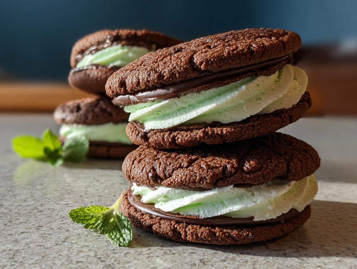 Chocolate Mint Cookie Sandwiches: 12 Amazing Recipes - Chocolate Mint Cookie Sandwiches - additional detail