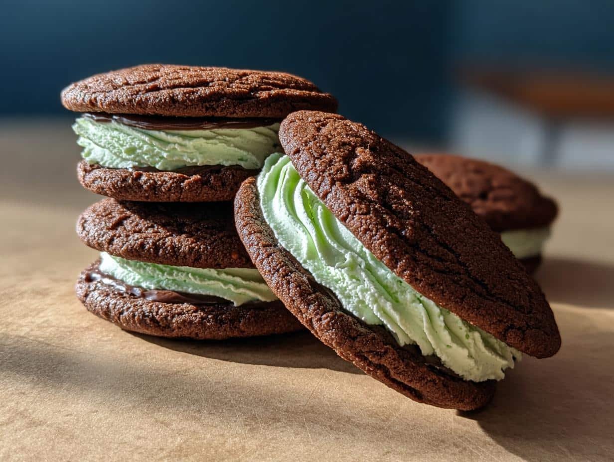 Chocolate Mint Cookie Sandwiches: 12 Amazing Recipes - Chocolate Mint Cookie Sandwiches - additional detail