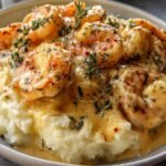 Creamy Garlic Shrimp Over