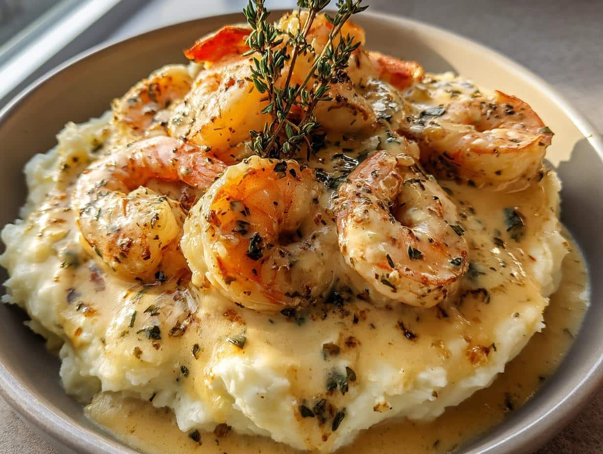 Creamy Garlic Shrimp Over Mashed Potatoes: 1 Pot - Creamy Garlic Shrimp Over - additional detail