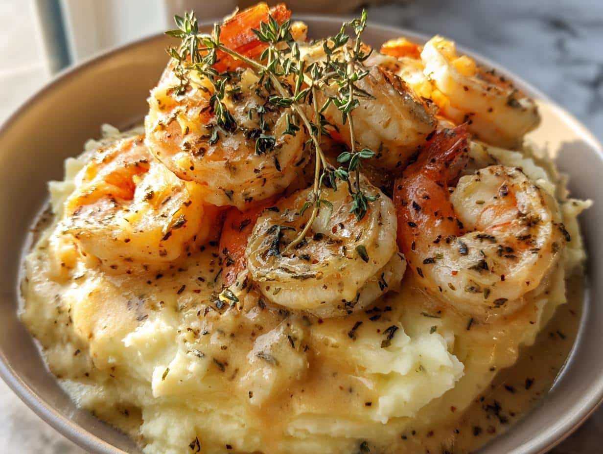 Creamy Garlic Shrimp Over Mashed Potatoes: 1 Pot - Creamy Garlic Shrimp Over - additional detail