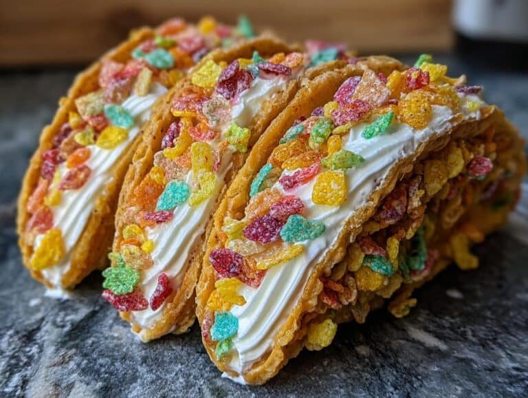 Fruity Pebbles Cheesecake Tacos
