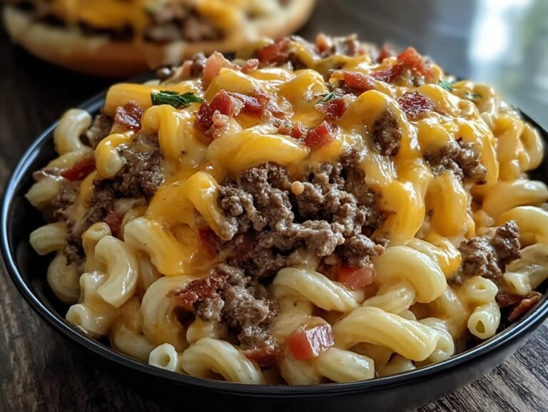 Loaded Cheeseburger Alfredo Pasta