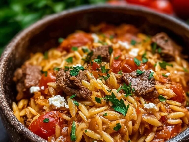 Greek Beef Orzo Pasta