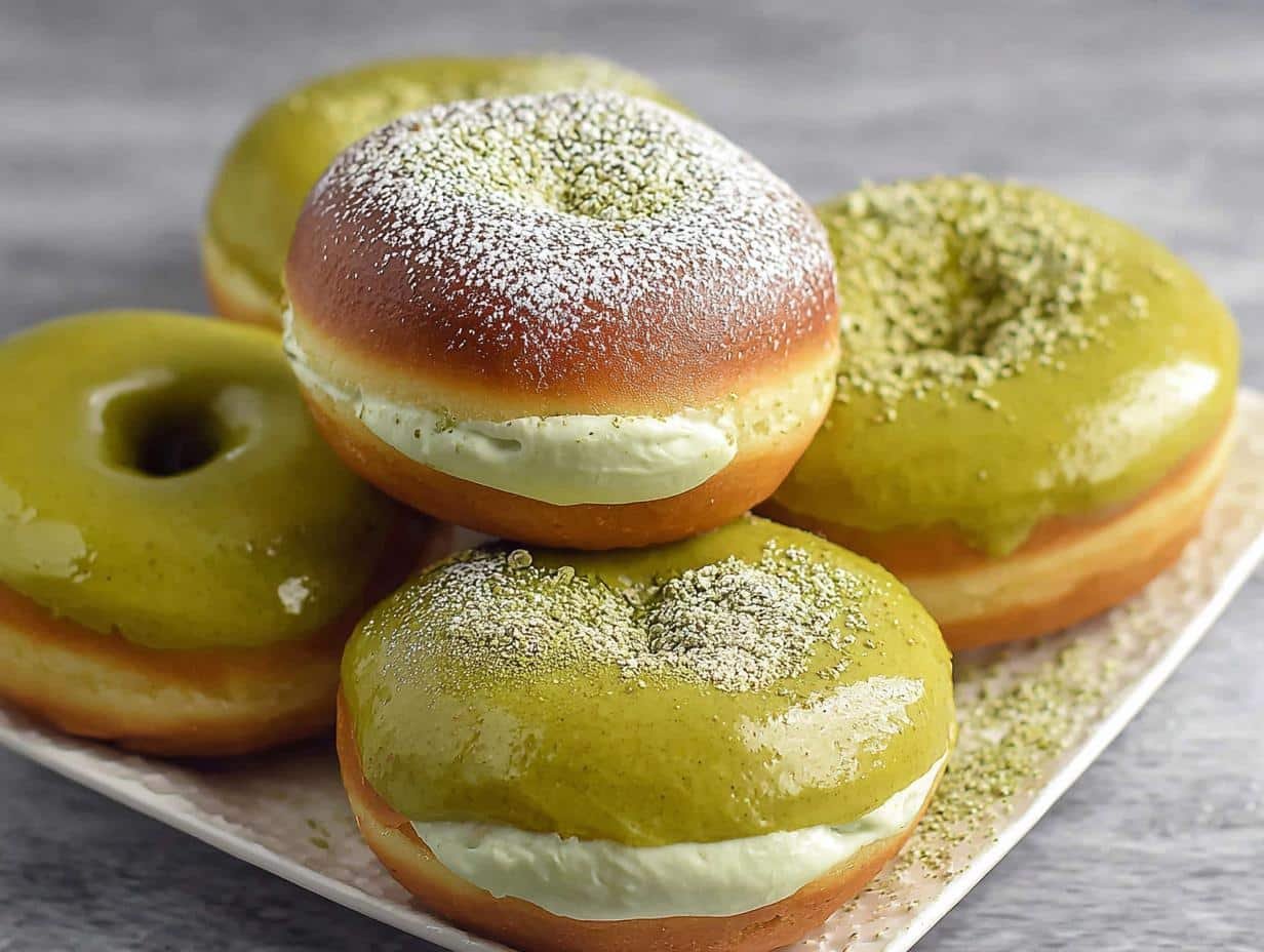 Matcha Cream Filled Donuts