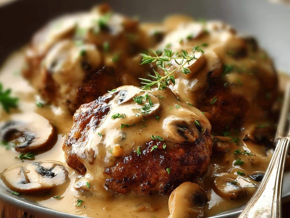 Mushroom Gravy Smothered Rissoles: Delicious Comfort Food - Mushroom Gravy Smothered Rissoles - main visual representation