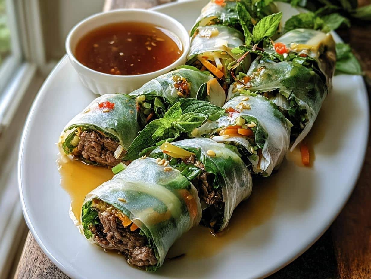 Thai Basil Beef Rolls