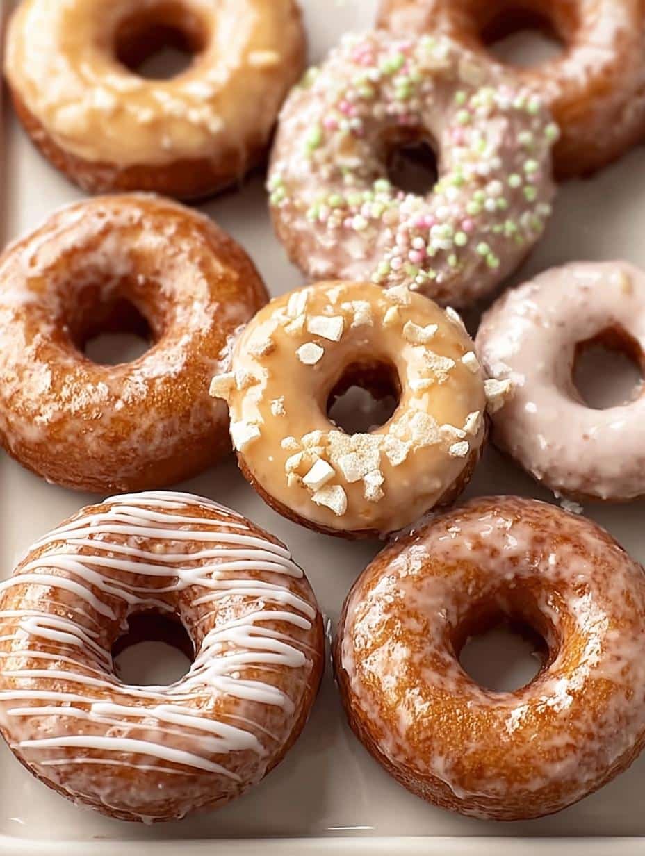 Delicious Bake Apple Donuts with colorful sprinkles and creamy peanut butter frosting, a healthy and fun treat for kids and adults.