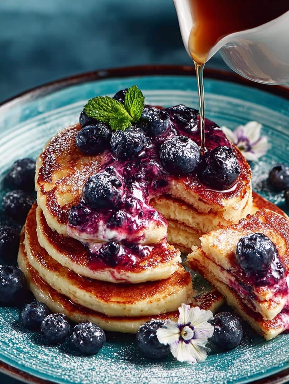 Savor Blue Cornmeal Pancakes with Blueberry Butter Bliss - Blue Cornmeal Pancakes with - additional detail