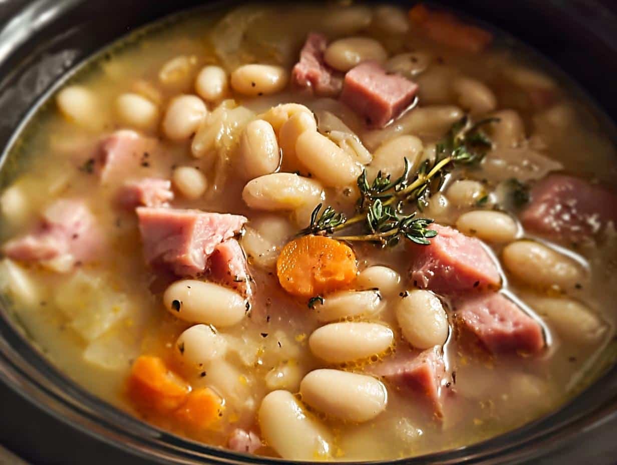 Delicious Crockpot White Bean Ham: 8-10 Hr Cook - Crockpot White Bean Ham - additional detail