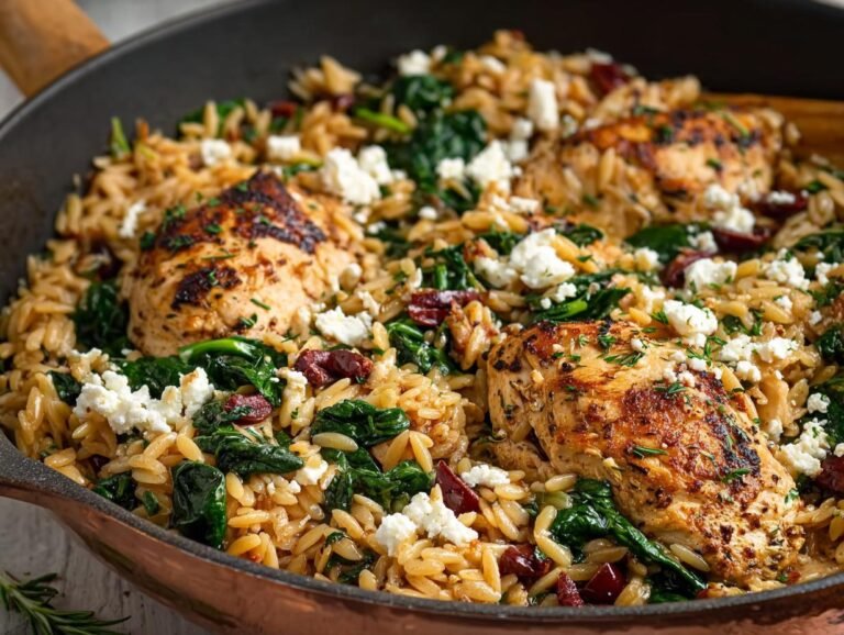 Greek Chicken Skillet Orzo