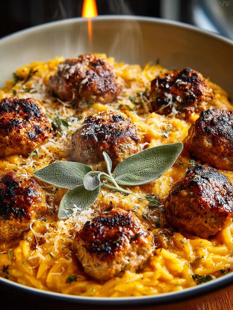 Sage Turkey Meatballs with Pumpkin Orzo for Cozy Nights - Sage Turkey Meatballs with - main visual representation