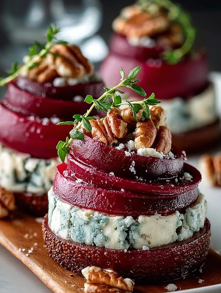 Beet Pear Blue Cheese: 5 Stunning Appetizer Stacks - Beet Pear Blue Cheese - additional detail