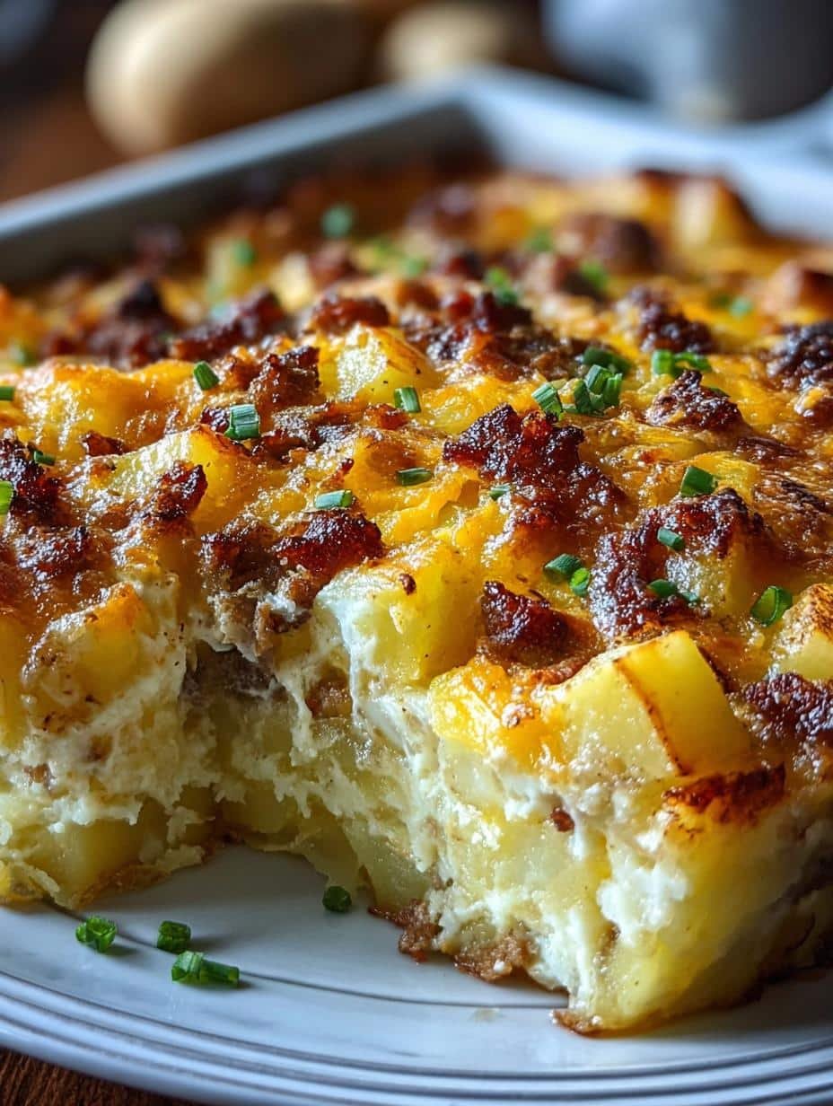 Cheesy Potato Breakfast Casserole: 8 Comforting Servings - Cheesy Potato Breakfast Casserole - main visual representation