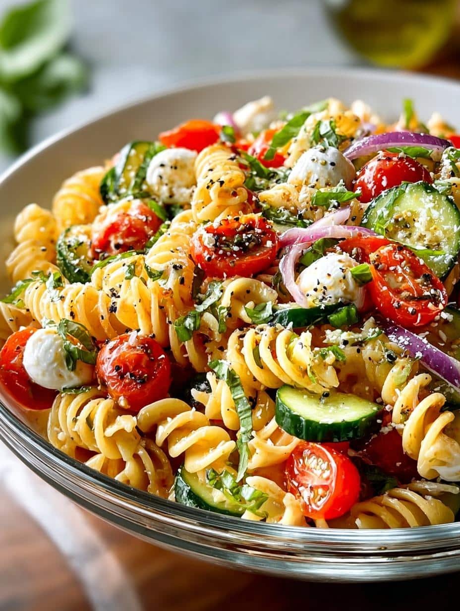 Savory Italian Pasta Salad with Fresh Ingredients - Italian Pasta Salad with - main visual representation