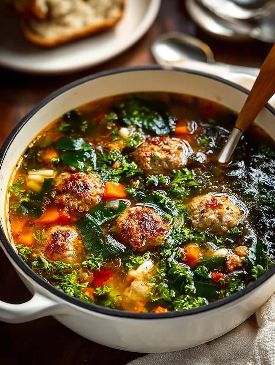 Hearty Italian Wedding Soup with Homemade Meatballs Magic - Italian Wedding Soup - additional detail