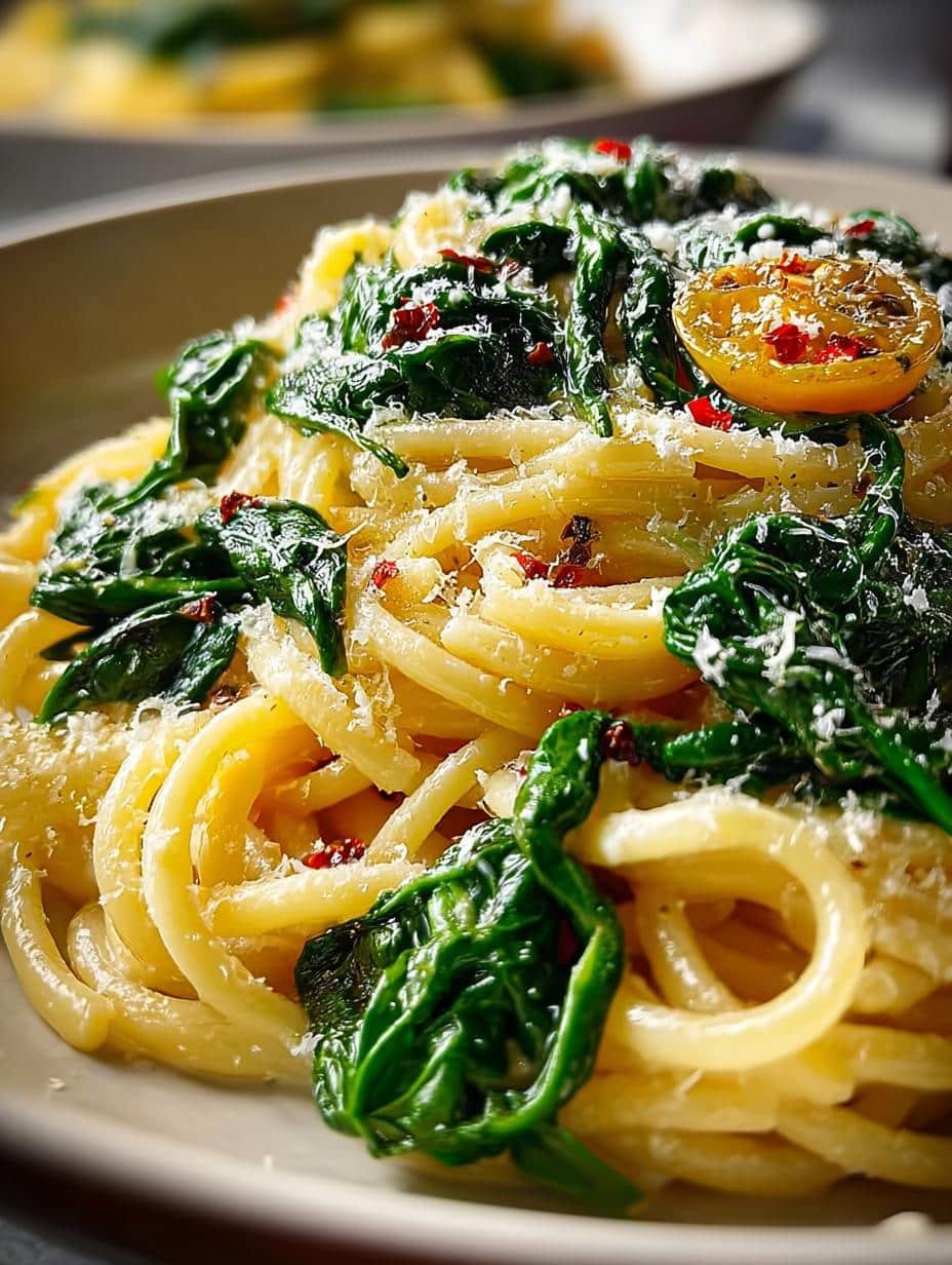 Delicious 20-Minute Spinach Lemon Pasta for Dinner - Spinach Lemon Pasta - main visual representation