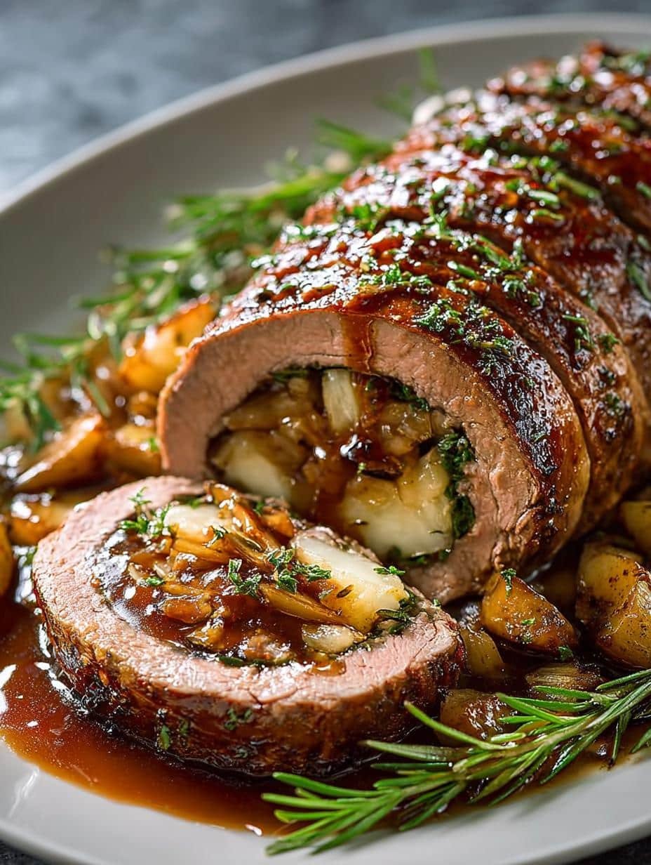 Tender Stuffed Beef Tenderloin with Gourmet Apple Gravy - Tender Stuffed Beef Tenderloin - additional detail