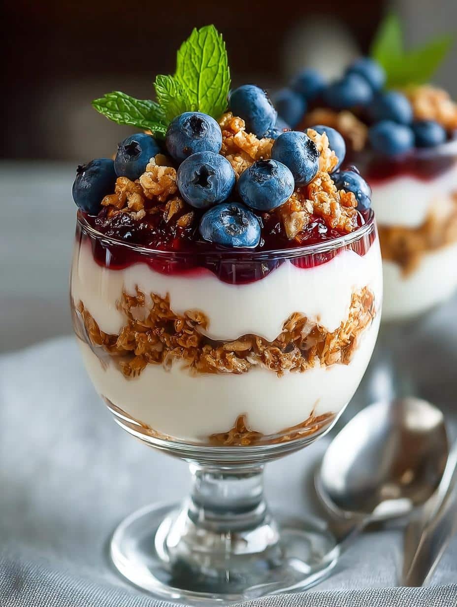 Delicious Yogurt Parfaits with Blueberry Compote - Yogurt Parfaits - additional detail