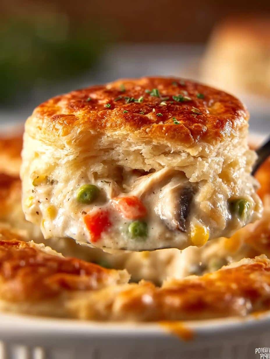 Delicious Chicken Pot Pie Casserole served with a side of salad
