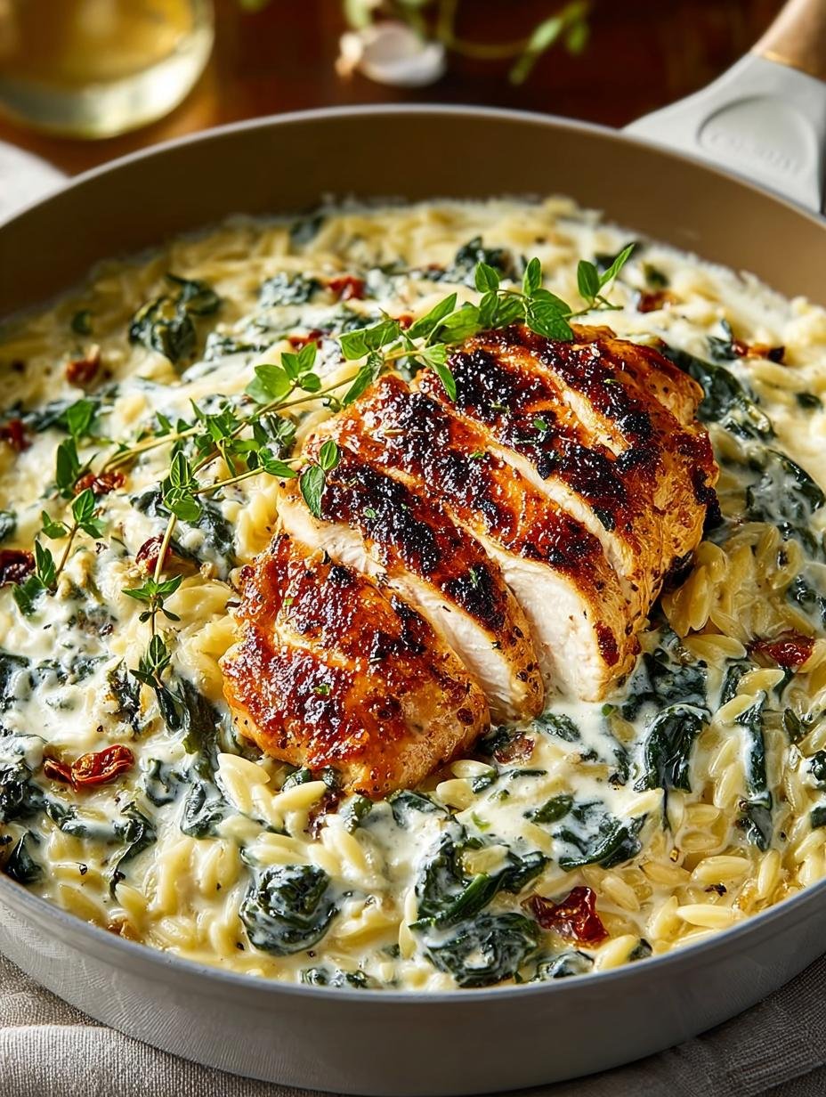 Delicious Creamy Ricotta Chicken Orzo Skillet Recipe - Creamy Ricotta Chicken Orzo - main visual representation
