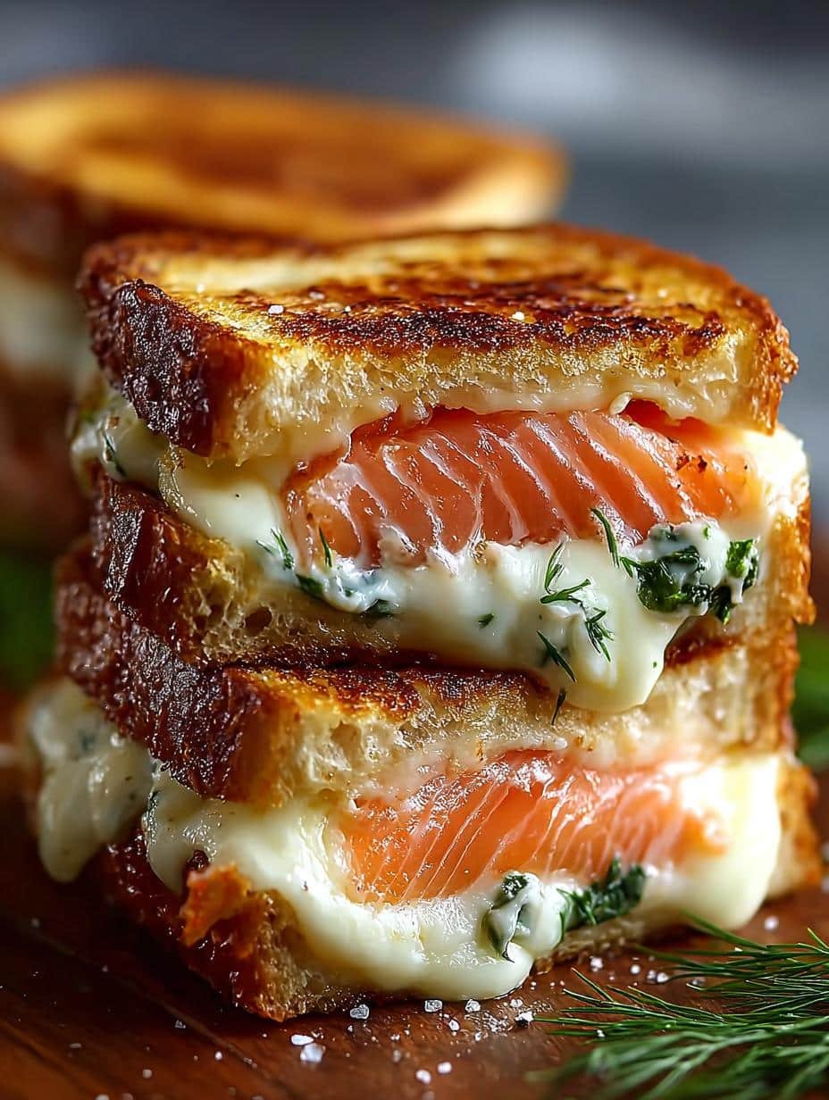 Creamy Smoked Salmon Grilled Cheese Delight - Creamy Smoked Salmon Grilled - main visual representation