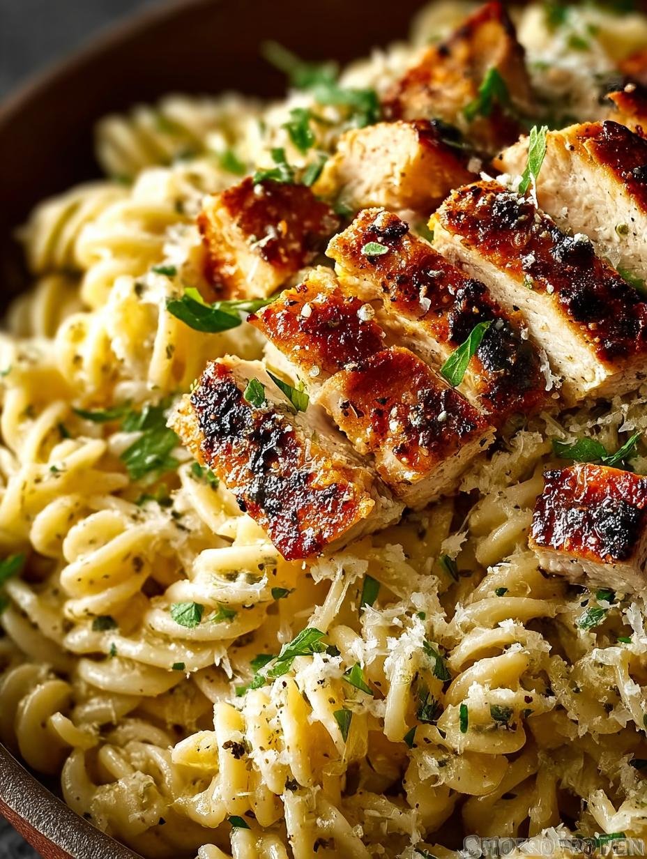 Delicious Garlic Parmesan Pasta with Chicken Recipe - Garlic Parmesan Pasta with - main visual representation