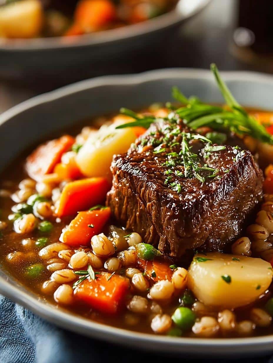 Hearty Crockpot Beef Barley