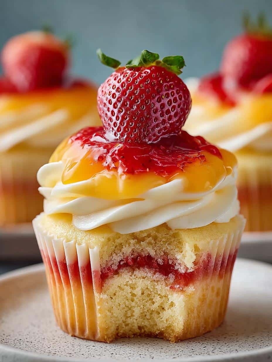 Mango Strawberry Sunset Cupcakes for Tropical Bliss - Mango Strawberry Sunset Cupcakes - main visual representation