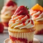 Mango Strawberry Sunset Cupcakes