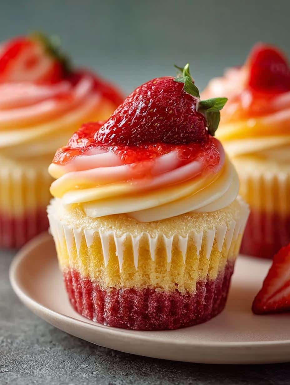 Mango Strawberry Sunset Cupcakes for Tropical Bliss - Mango Strawberry Sunset Cupcakes - additional detail
