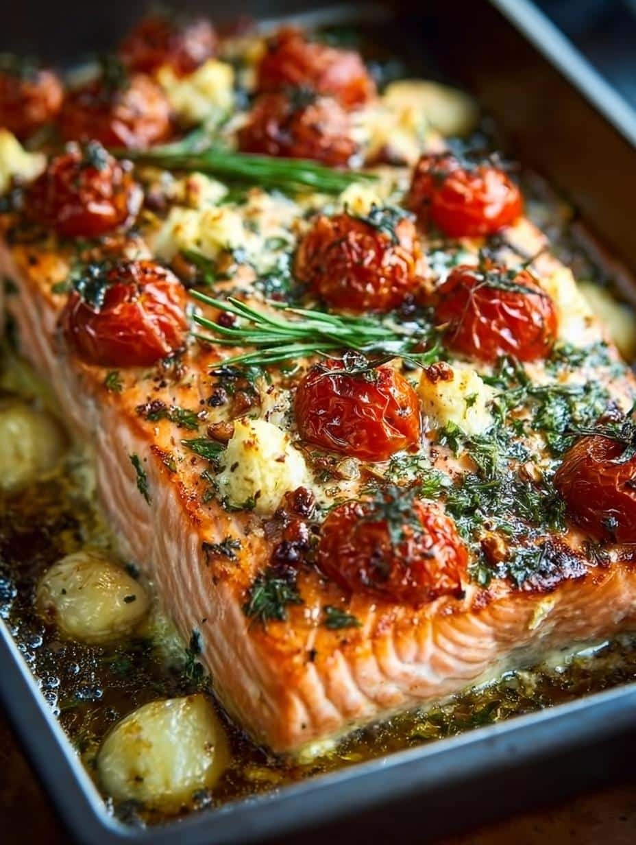Delicious Mediterranean Salmon Bake with Flavorful Veggies - Mediterranean Salmon Bake - additional detail