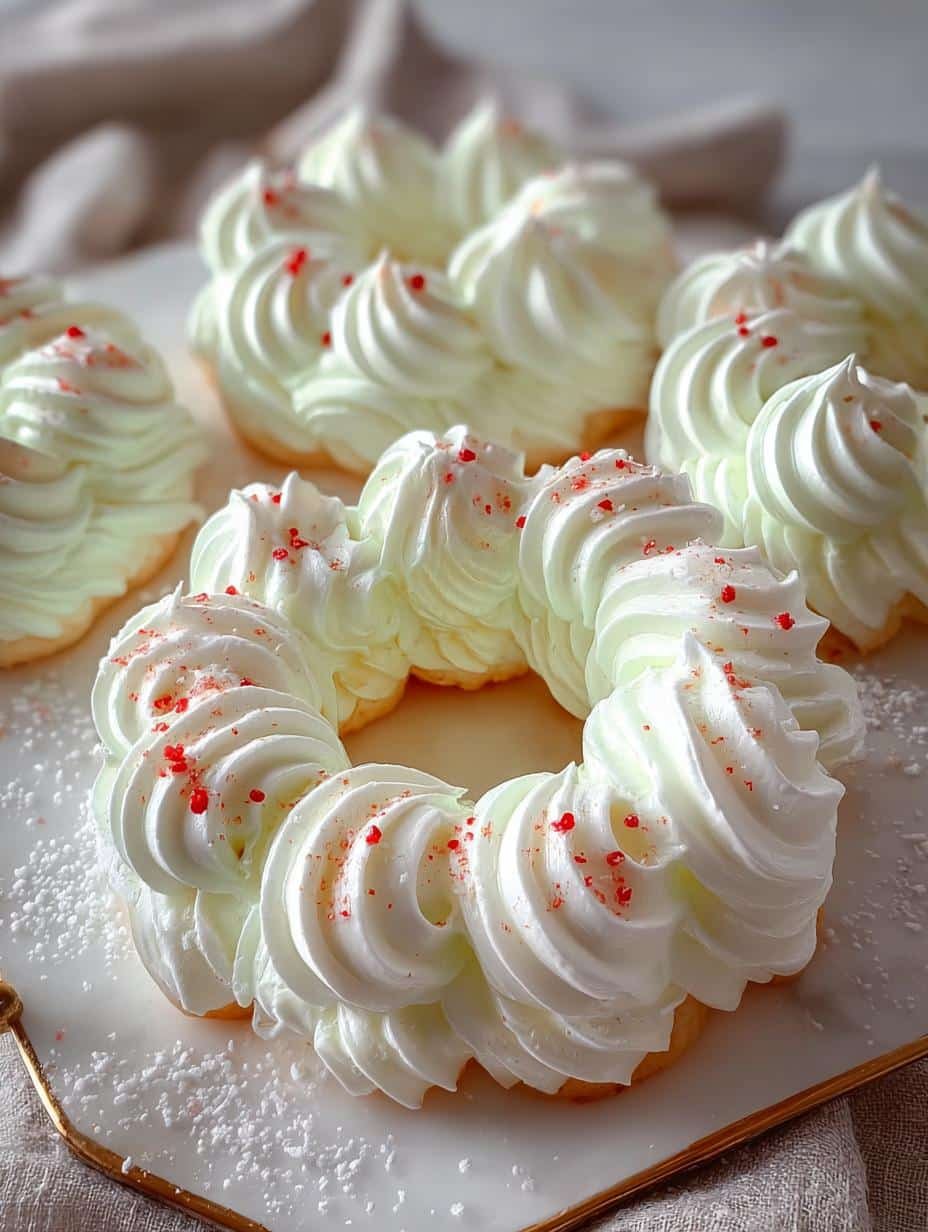 Meringue Wreath Cookies: 24 Festive Treats for the Holidays - Meringue Wreath Cookies - additional detail