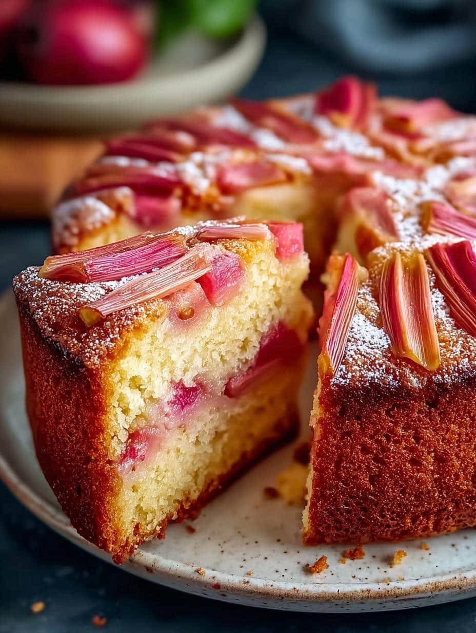 Rhubarb Marzipan Cake