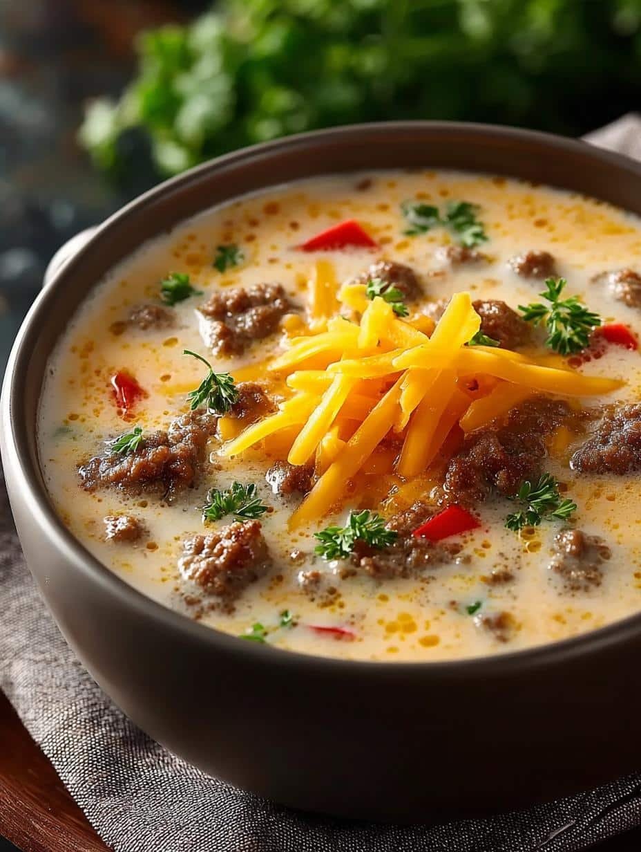 Hearty Cheeseburger Soup for Cozy Family Nights - Cheeseburger Soup - main visual representation