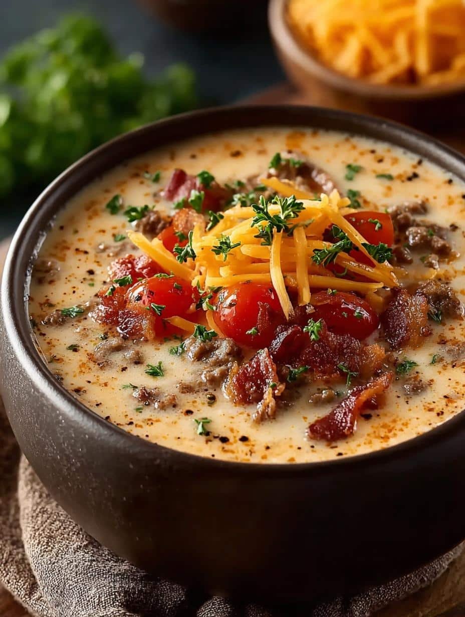 Hearty Cheeseburger Soup for Cozy Family Nights - Cheeseburger Soup - additional detail