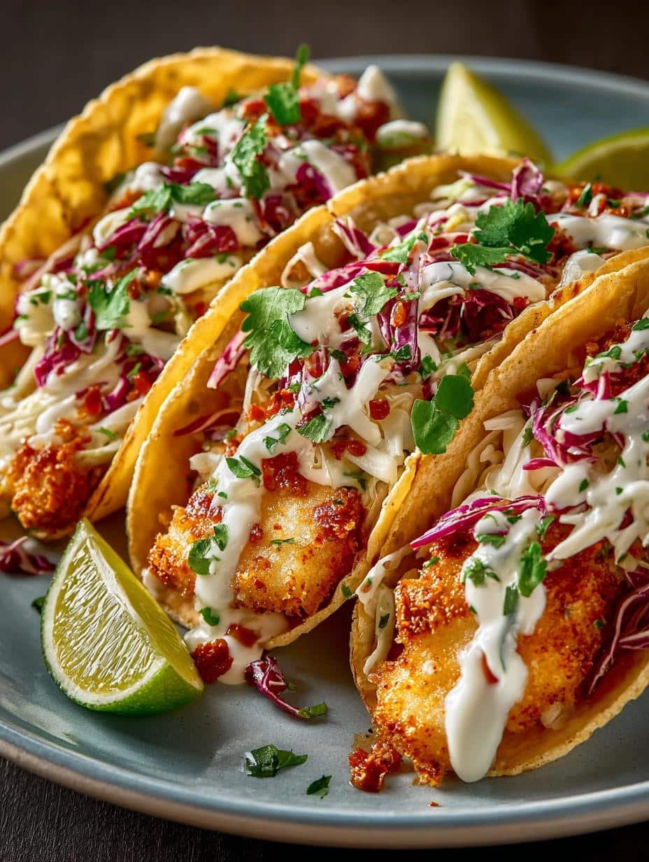 Crispy Fish Tacos with Zesty Slaw: A Flavorful Delight - Crispy Fish Tacos with - main visual representation