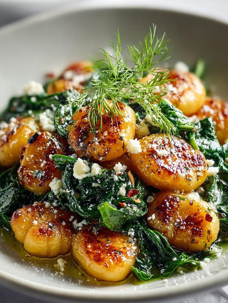 Crispy Gnocchi with Spinach