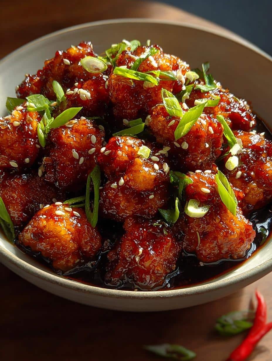 Irresistible Gobi Manchurian crispy cauliflower dish served with sauce
