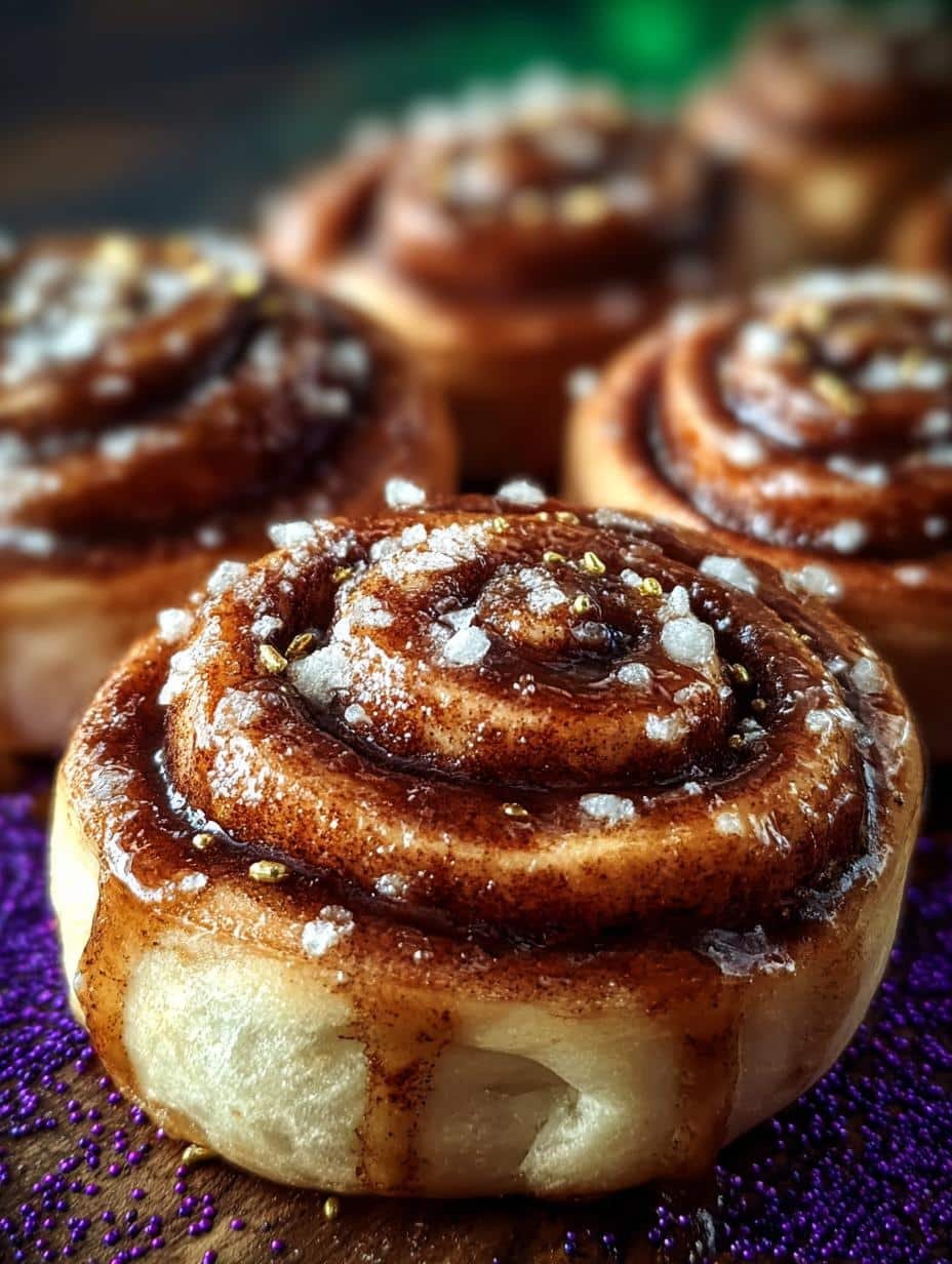 Mardi Gras Cinnamon Rolls