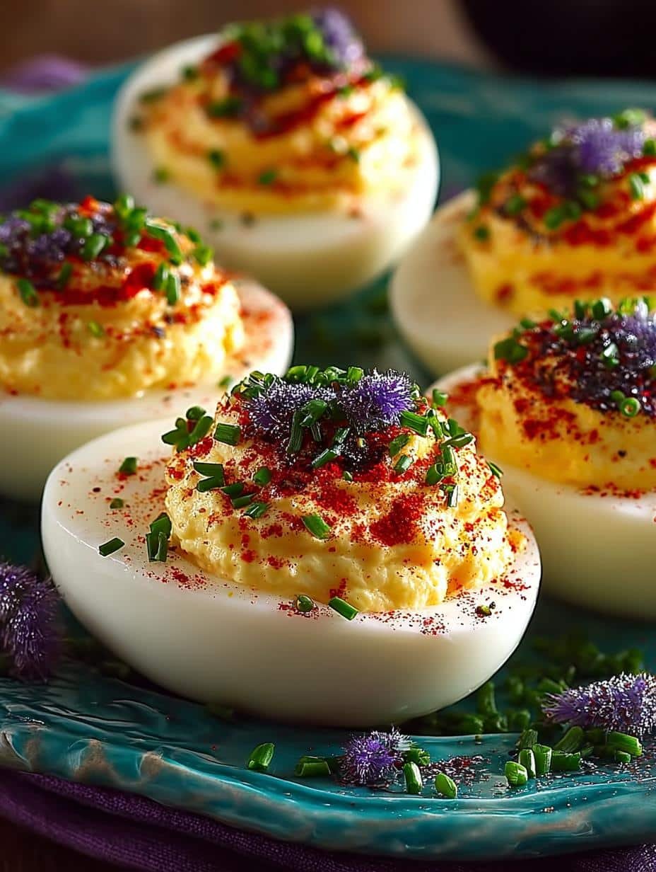 Mardi Gras Deviled Eggs