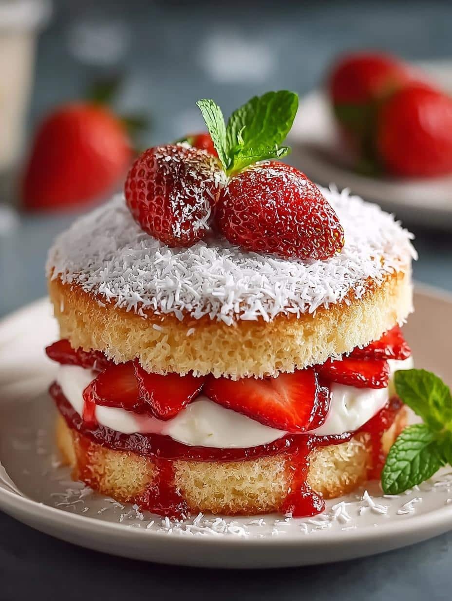 Strawberry Coconut Sponge Cakes
