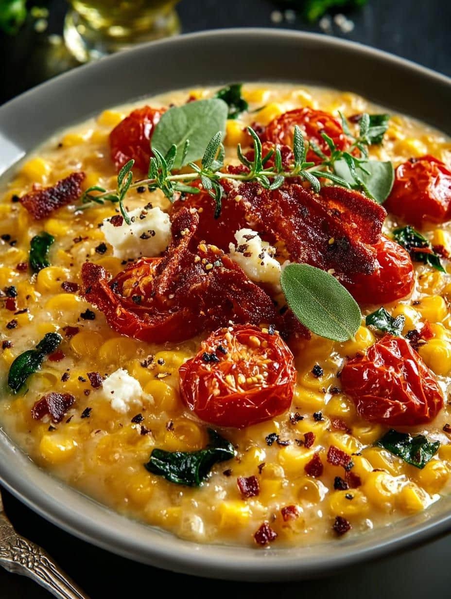 Cozy Sun Dried Tomato Corn Chowder for Chilly Nights - Sun Dried Tomato Corn - main visual representation