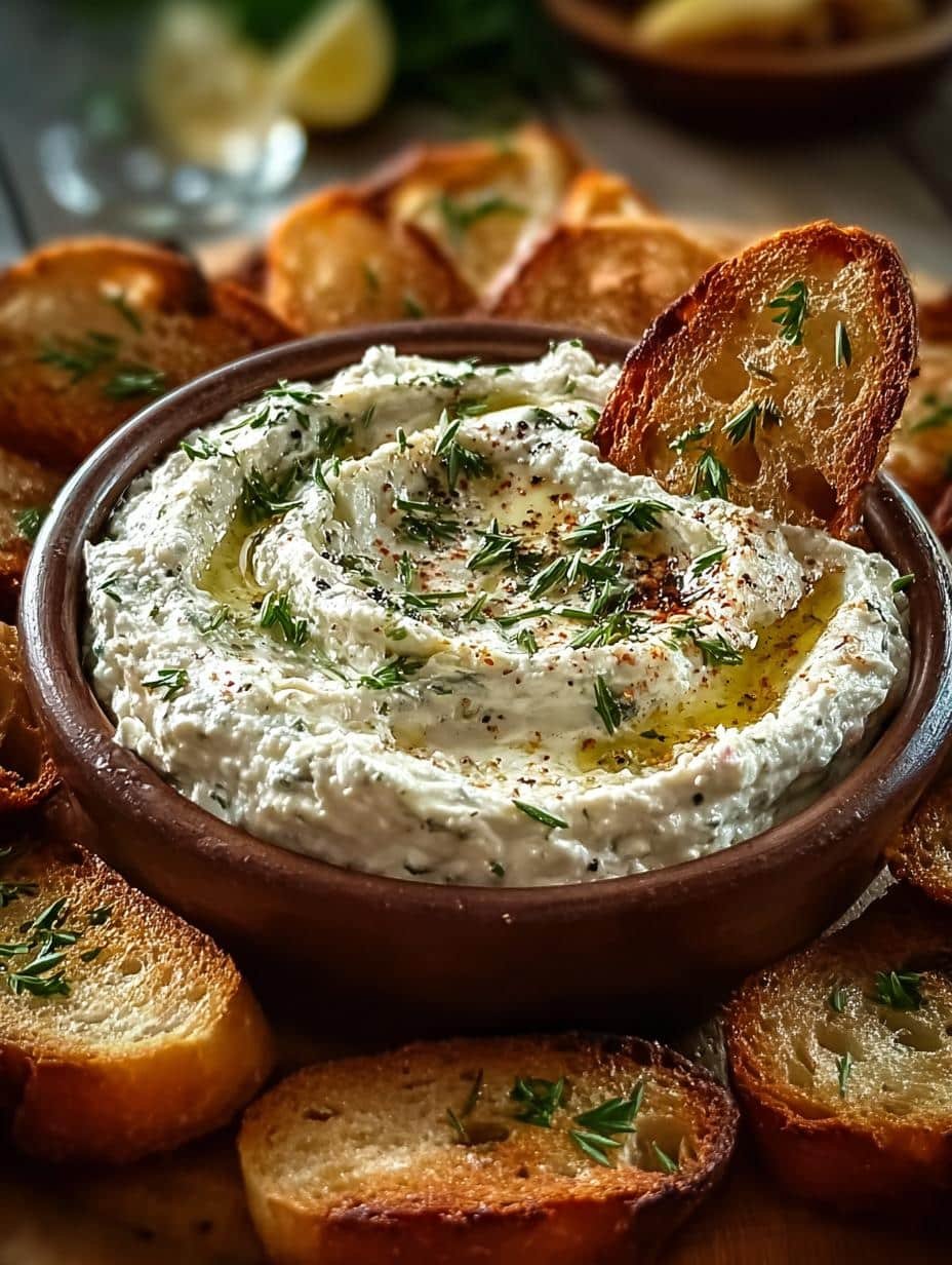 Delightful Warm Boursin Dip with Crostini for Gatherings - Warm Boursin Dip with - main visual representation