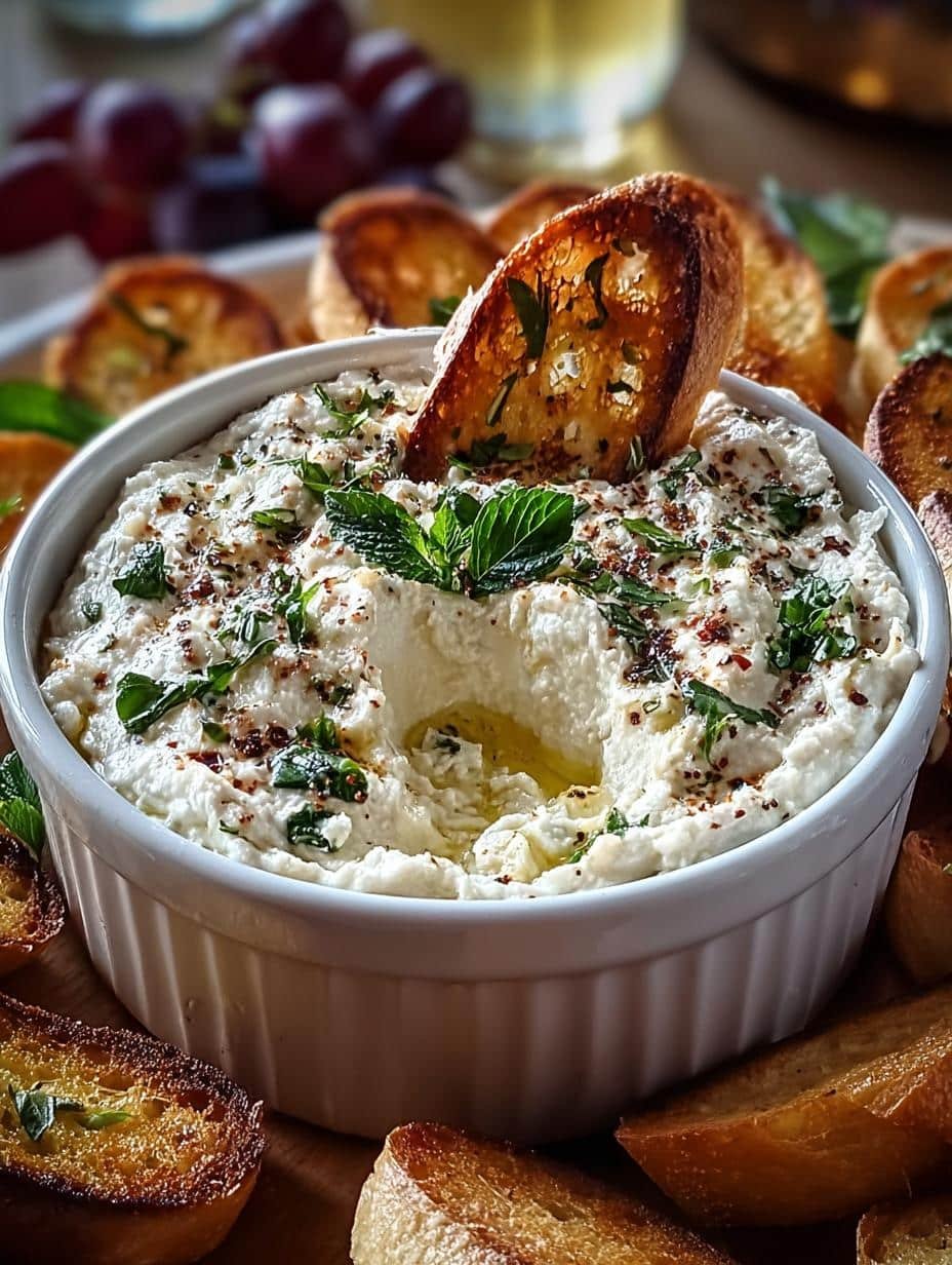 Delightful Warm Boursin Dip with Crostini for Gatherings - Warm Boursin Dip with - additional detail